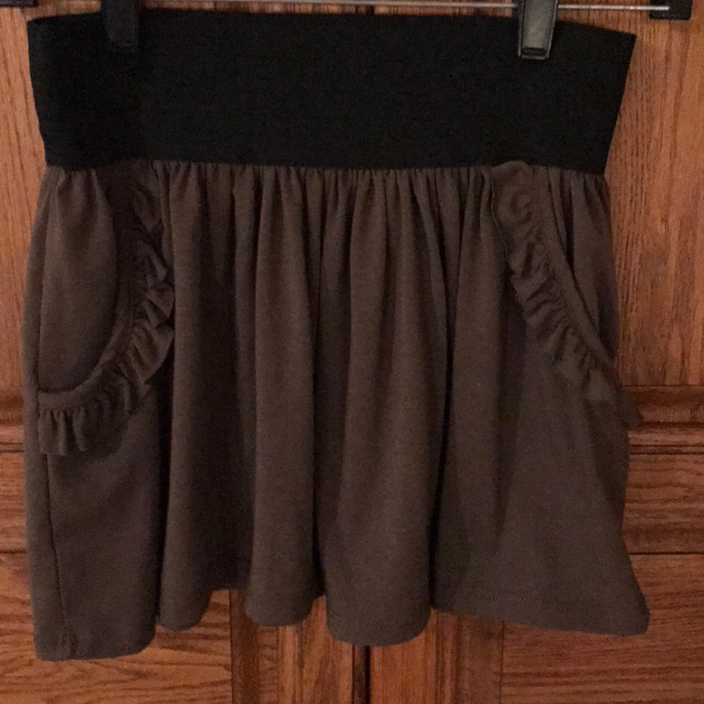 My Lola Brown Mini Skirt With Pockets